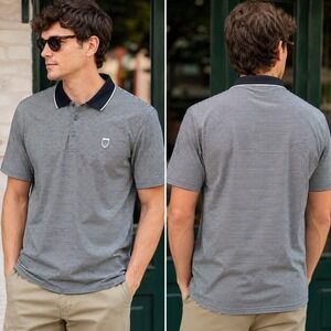 Faldo Claret & Green Mens XL Golf Polo Shirt Black White Striped SMA6116P12